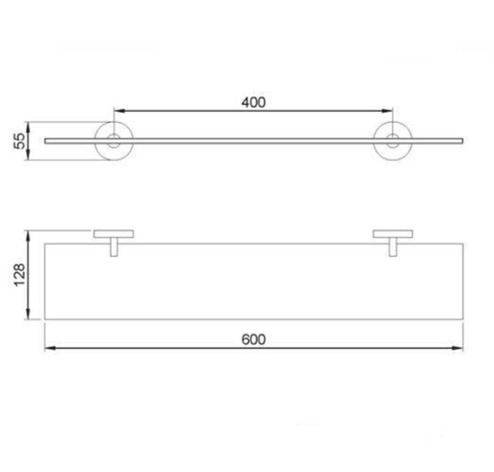 Полка для ванной 600 мм стекло/нерж. сталь NIZA 16856.S матовый
