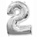 Шар фольгированный Цифра 2 81 см (Серебряный)