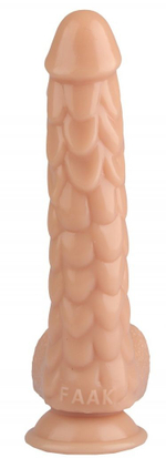 Телесный реалистичный фаллоимитатор с чешуйками на присоске - 24 см. (Цвет: телесный)