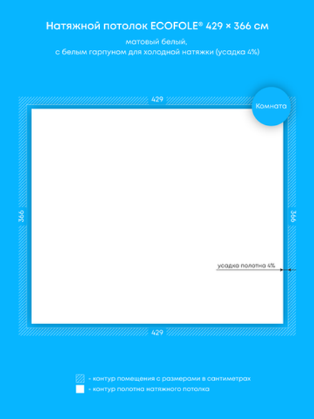 Матовый натяжной потолок 15.7 м2