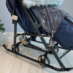 Санки - коляска Galaxy Glory Gloss Лен темно-синий арт. GGGТС