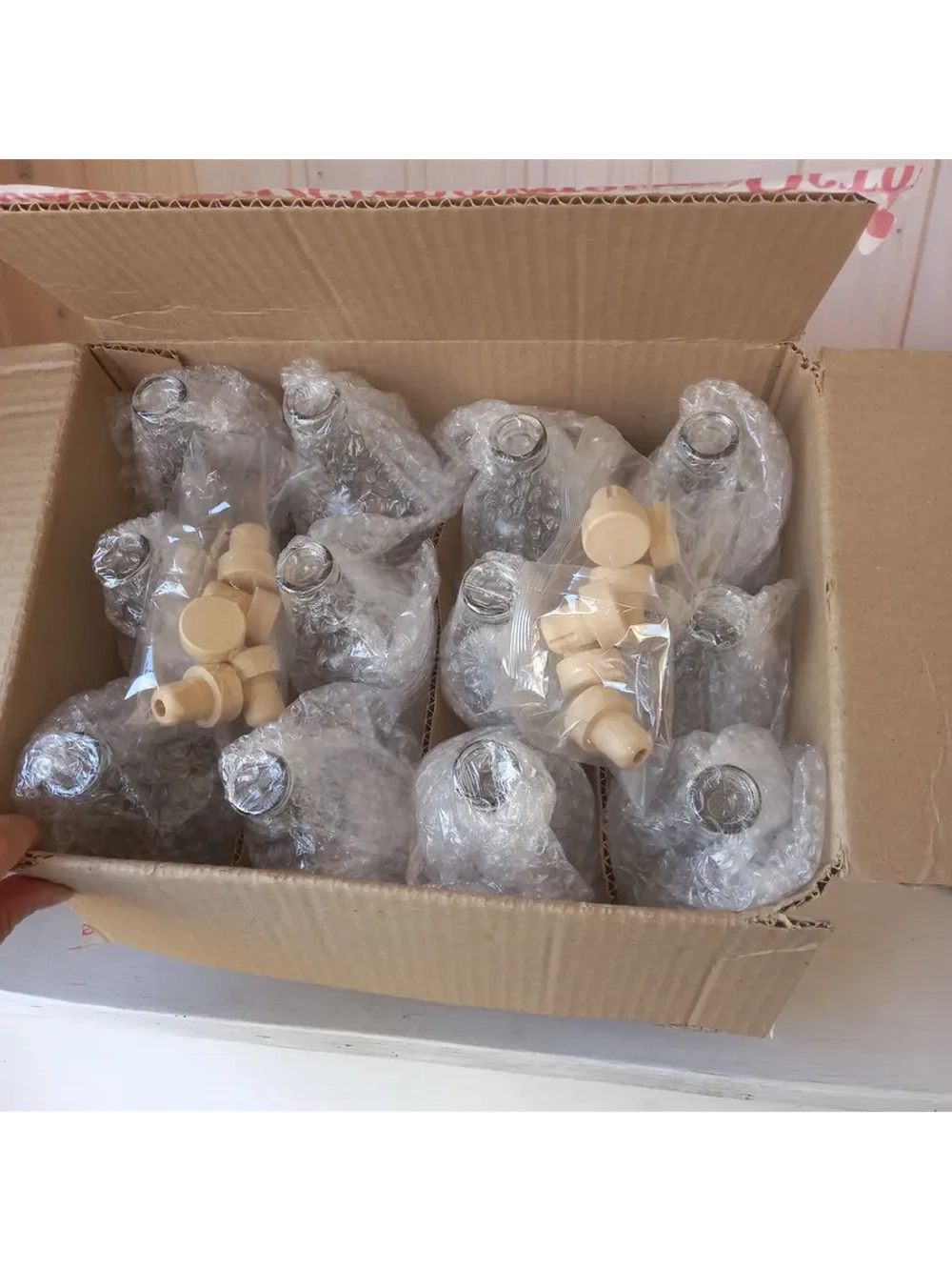 Бутылка стеклянная 1 литр, 6 штук с пробкой для настоек