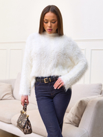 Свитер осенний теплый пушистый укороченный вязаный