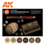 Набор акриловых красок AK Interactive Old & Weathered Wood vol.1 Set
