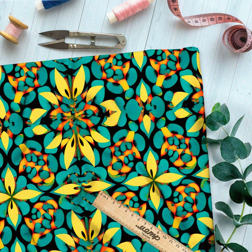 Ткань флис болотные цветочки