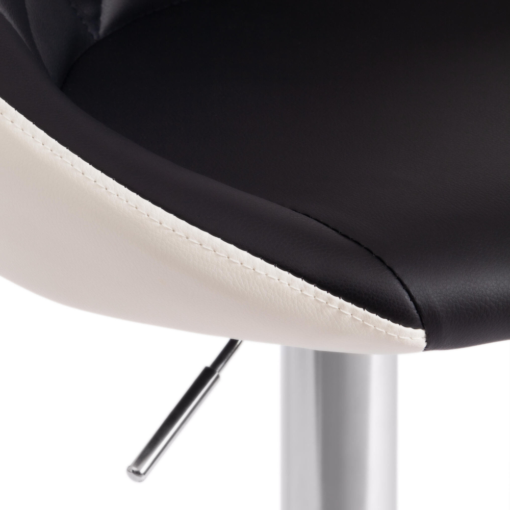 Стул барный MESSY (mod. KY704C) металл/экокожа, 47*48*84-105 см, черный/белый/хром (Комплект из 2 шт.)