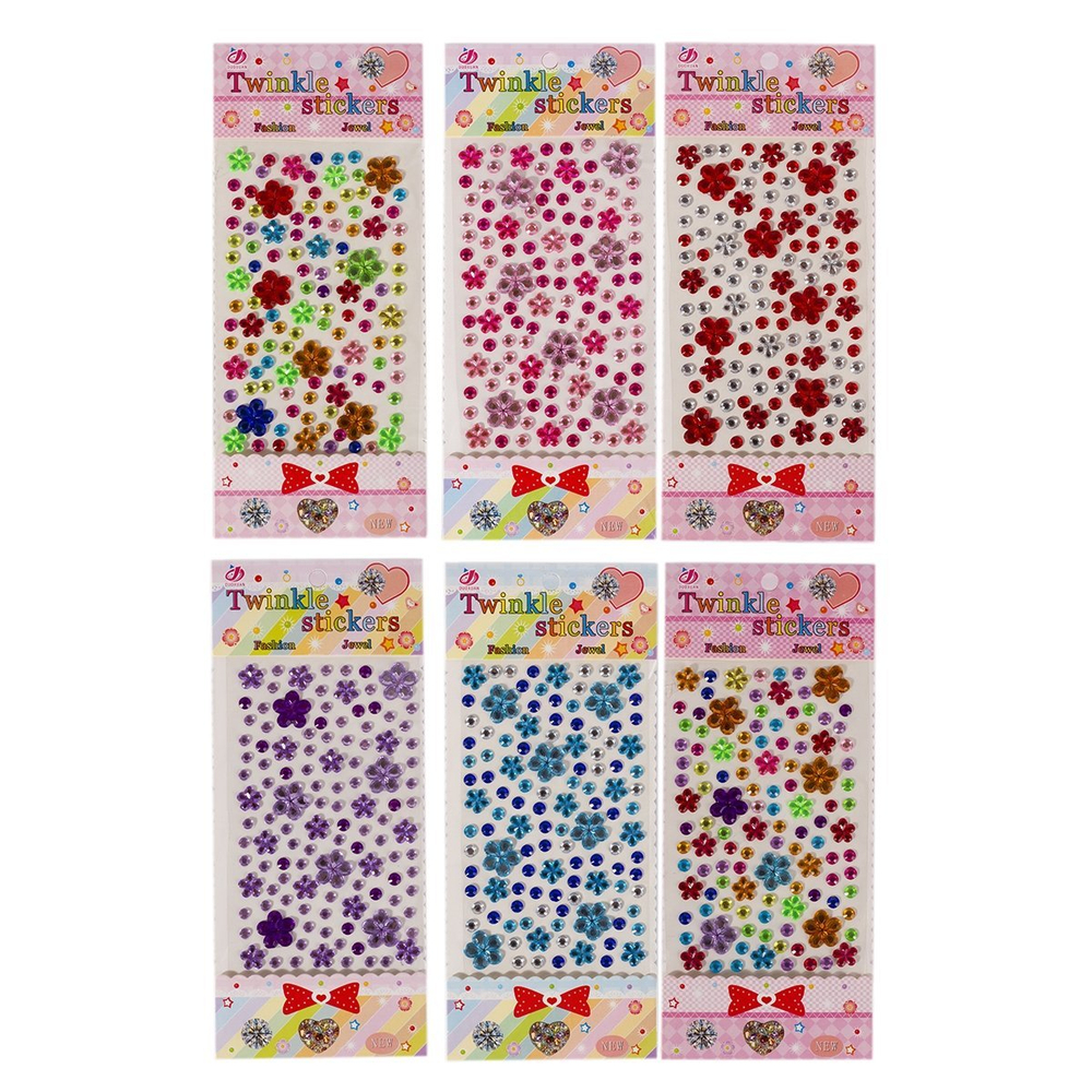 Наклейки-стразы Alingar, акриловые, "Яркие цветочки", стразы-цветочки, крупные и средние, пакет с европодвесом