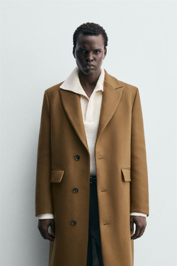 ZARA ПАЛЬТО ИЗ РЕЛЬЕФНОЙ СМЕСОВОЙ ШЕРСТИ, РЫЖЕВАТО-КОРИЧНЕВЫЙ