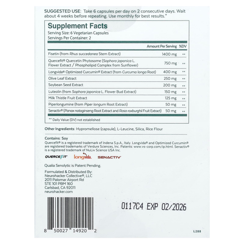 Qualia, Senolytic, 12 Capsules