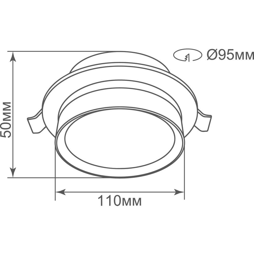 Светильник встраиваемый, GX53, D110xH50мм, IP20, черный, без лампы