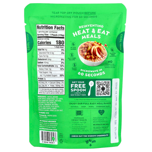 Proper Good, овсянка, яблоко и корица, 170 г (6 унций)