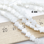 Перламутр Звездочка, цвет белый, размер около 6,1*6,4 мм, цена за отрезок 19 см (1/2 нити)