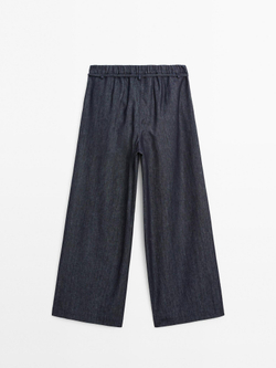 Massimo Dutti Джинсы с высокой талией и широкими штанинами, с ремнем, синий