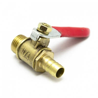 Кран латунный врезной 1/4 резьба наружняя - штуцер d-8 мм