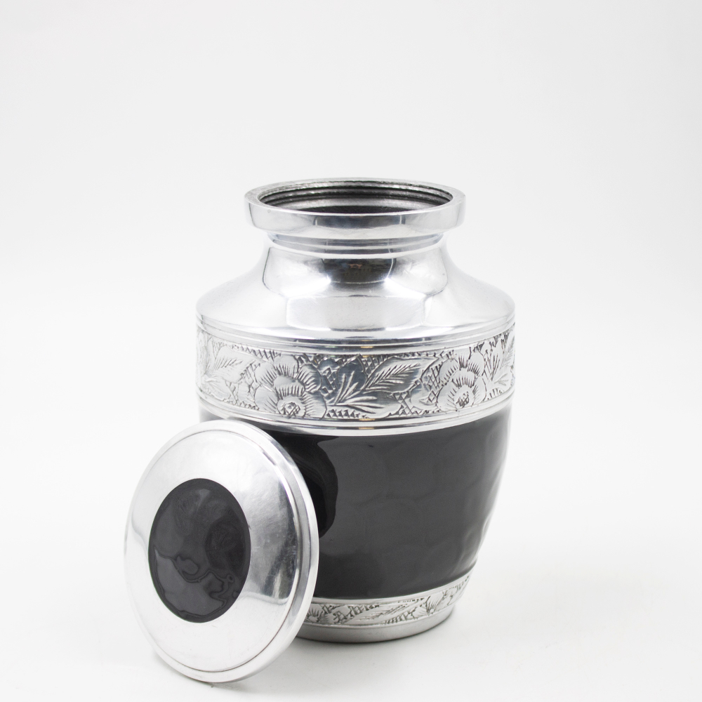 Мини-урна для праха металл с гравировкой "Перламутр" черная