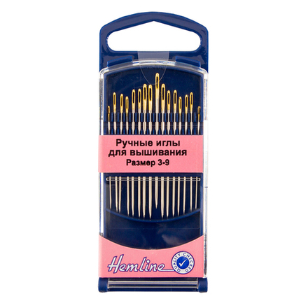 Иглы для вышивания с острым кончиком в пластиковом контейнере №3-9, 16 шт (10013160/170320/0139104/1