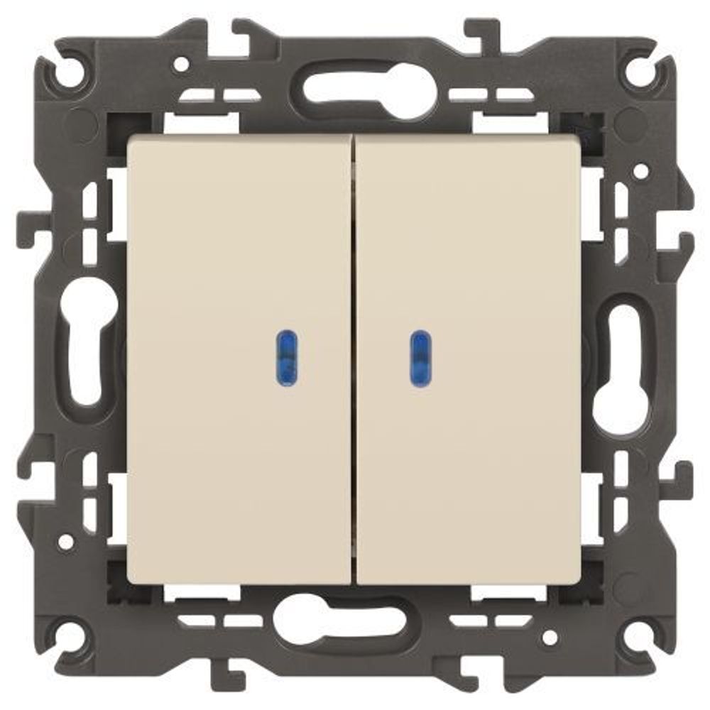 Выключатель 2-кл. СП Elegance 14-1105-02 10А IP20 250В 10AX с подсветкой механизм сл. кость Эра Б0034238