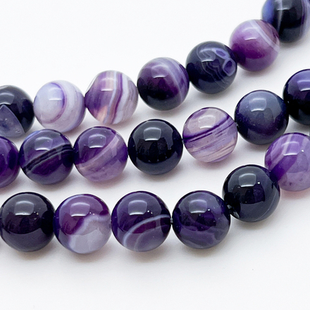 Агат тонированный фиолетовый бусины, диаметр 10,1-10,3 мм, цена за 18 шт (1/2 нити)