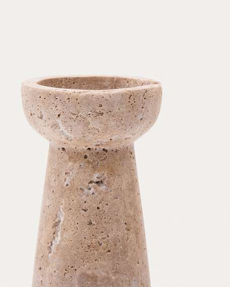 Большой подсвечник Magan 20 см из бежевого травертина