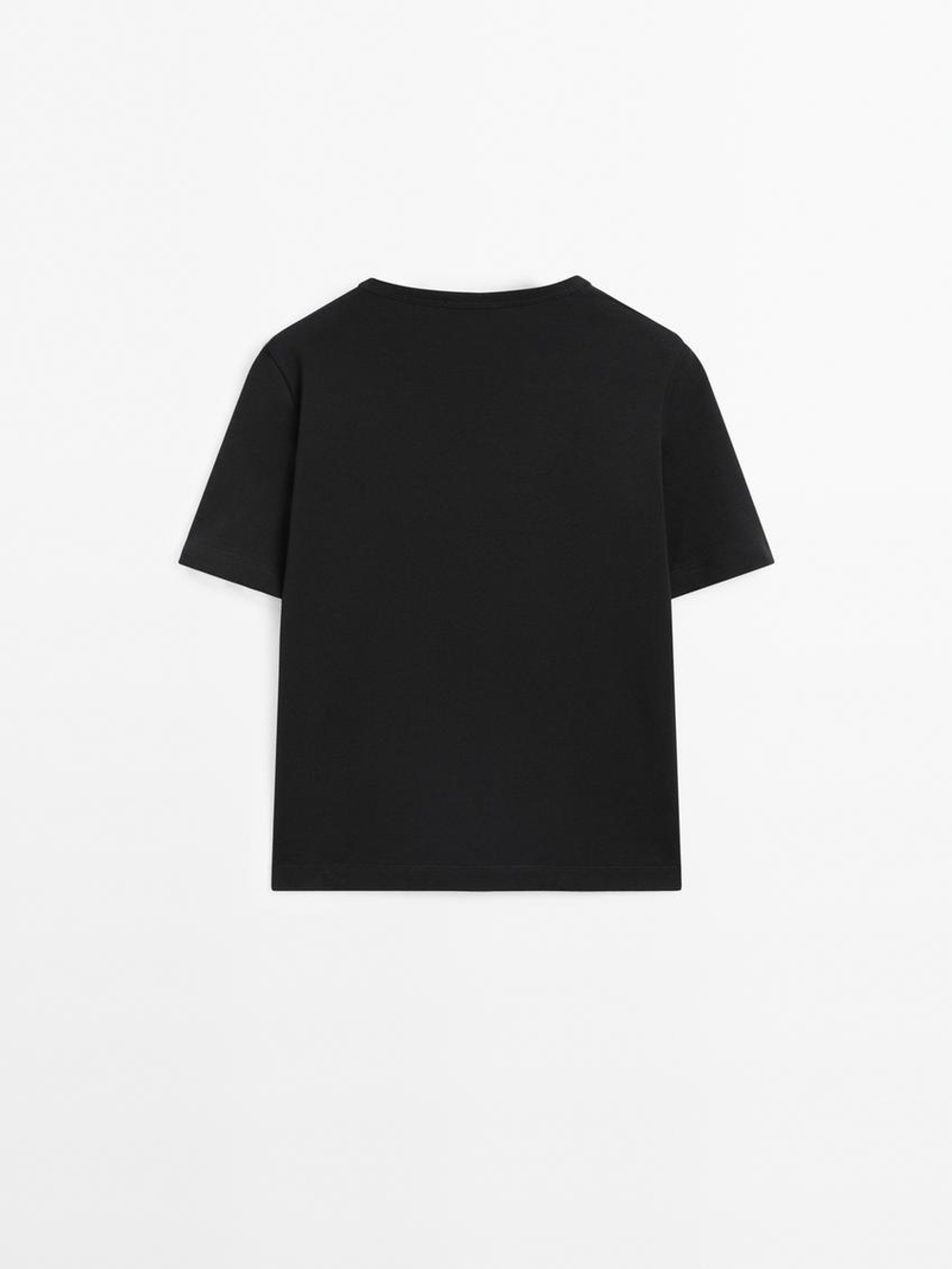 Massimo Dutti Футболка из 100% хлопка, черный