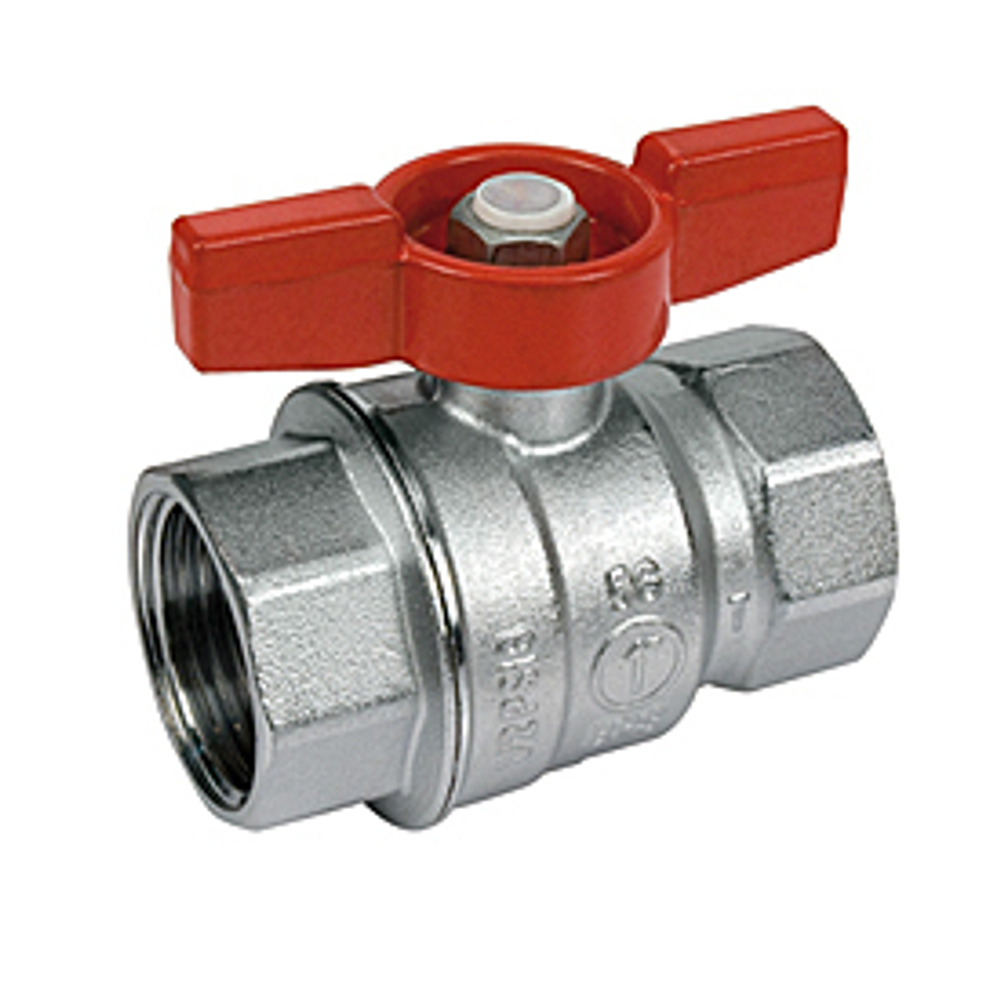 Кран шаровой полнопроходной Giacomini R851 - 1" (ВР/ВР, PN28, Tmax 185°C, ручка-бабочка красная)