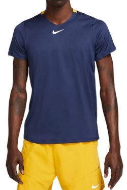 Футболка мужская теннисная Nike Men's Dri-Fit Advantage Crew Top - midnight navy/yellow ochre/white