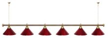 Лампа STARTBILLIARDS 6 пл. (плафоны антик медь,штанга коричневая,фурнитура золото)
