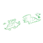 Штамп детский Basir с 3 сменными роликами и штемпельной подушкой, 9 см, серия "Динозавр", 2 цвета ассорти