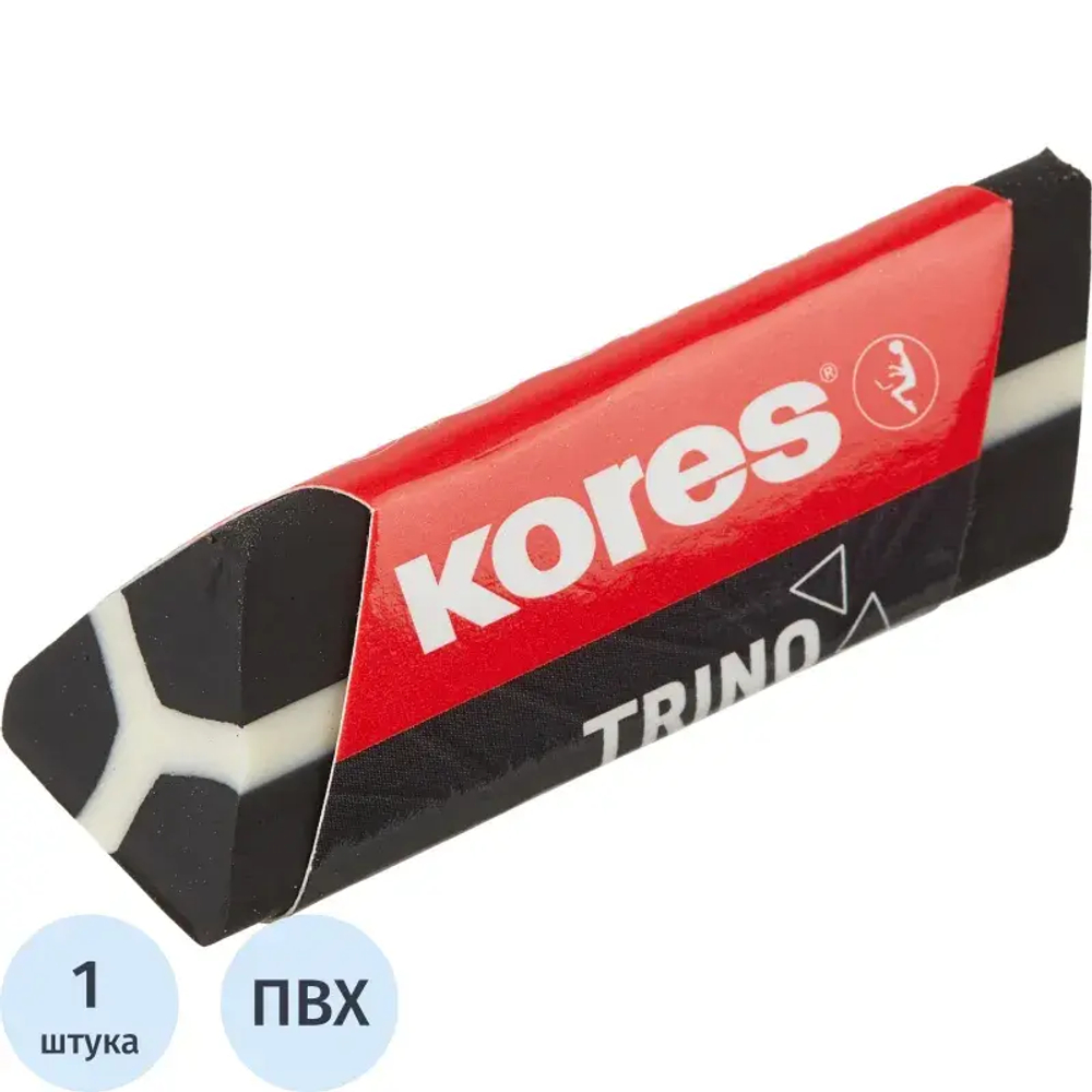 Ластик Kores TRINO треугольный, черный, ПВХ, 40504