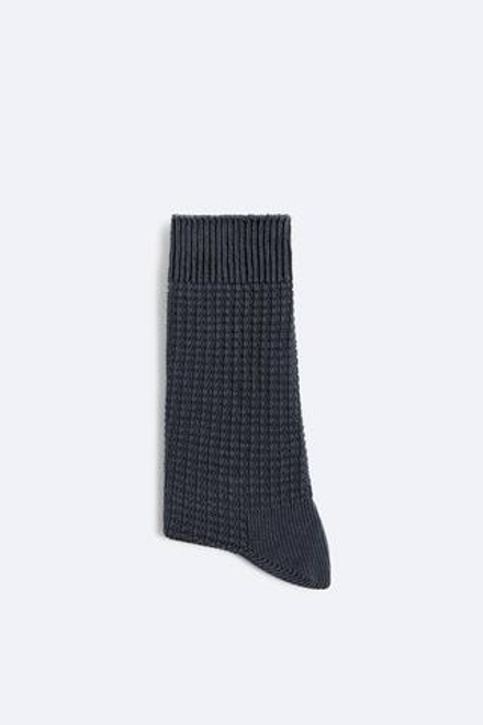 ZARA НОСКИ ИЗ РЕЛЬЕФНОЙ ТКАНИ, СЕРО-СИНИЙ