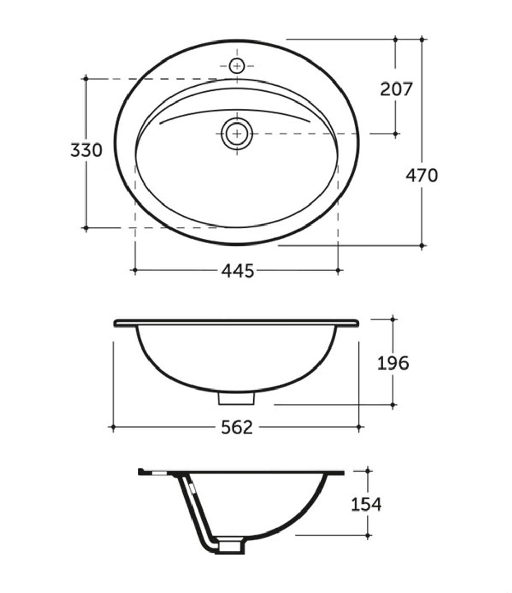 УМЫВАЛЬНИК ВСТРАИВАЕМЫЙ КЕРАМИН ТУРИН. ФАРФОР