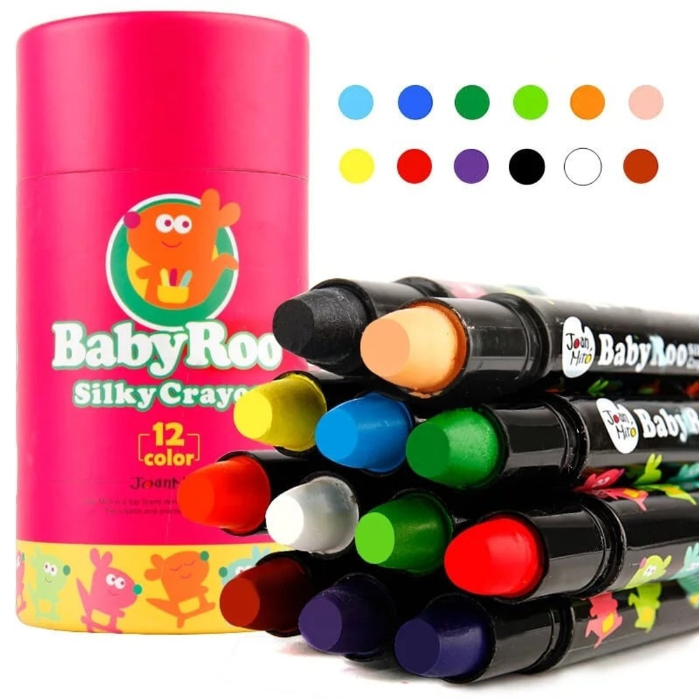 Восковые мелки 6цв BABY ROO Silky Crayon