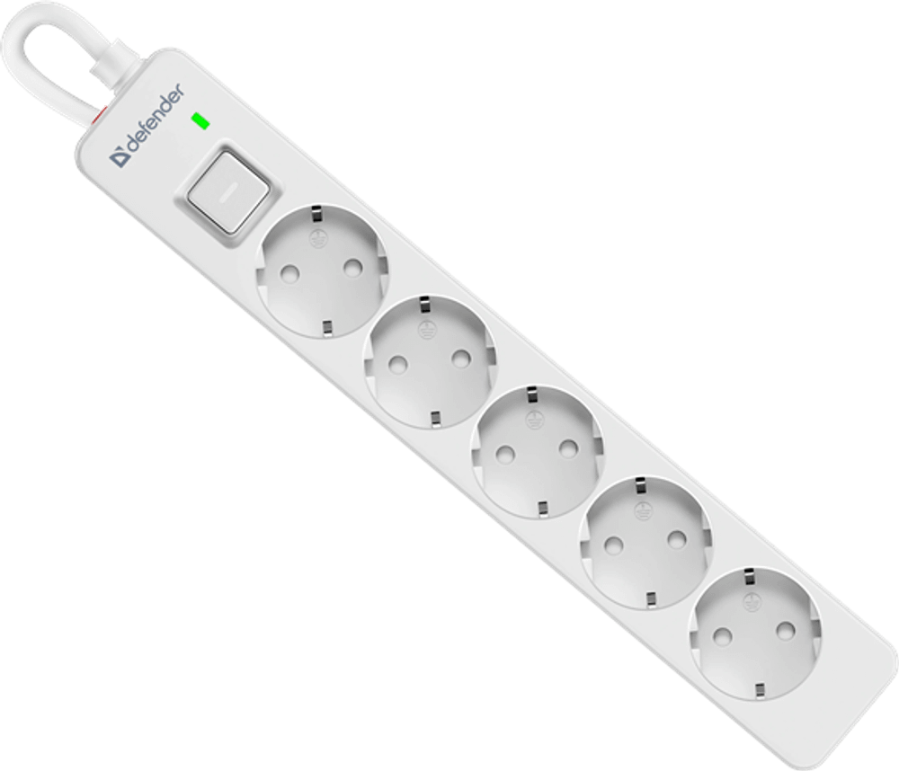 Сетевой фильтр Defender DFS 131 1,8 м Белый