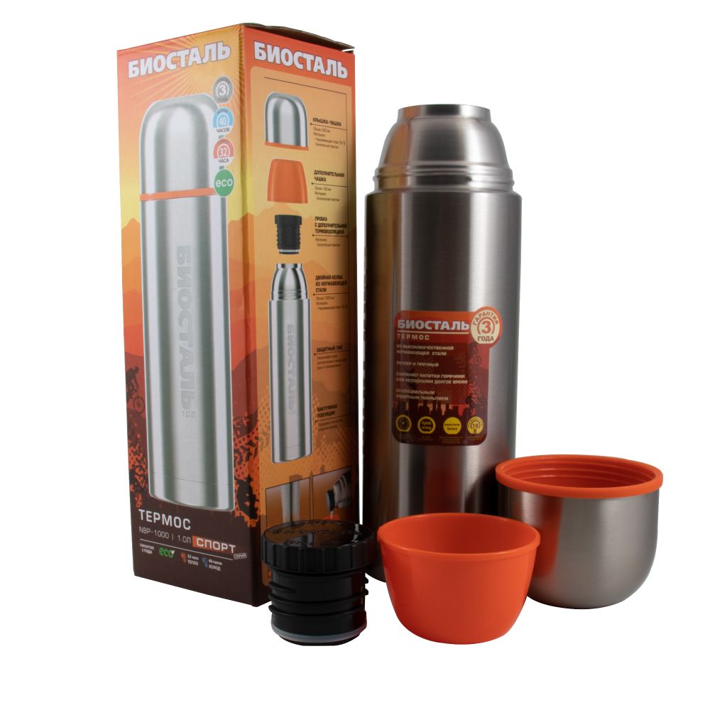 Термос &quot;Биосталь-СПОРТ&quot; с узкой горловиной, 1,0 л/12/