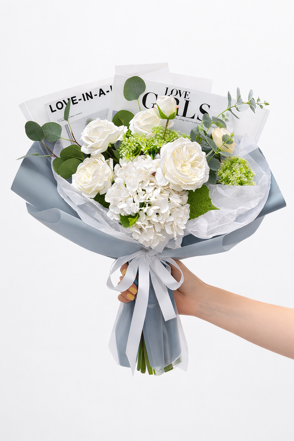 Быстро сборная упаковка в пленке. Форма №4 Коллекция "Гламур". Цвет: СЕРЫЙ. Размер букета: +/- в55, ш50