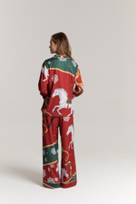 Шелковые брюки с кантом - новогодние лошади