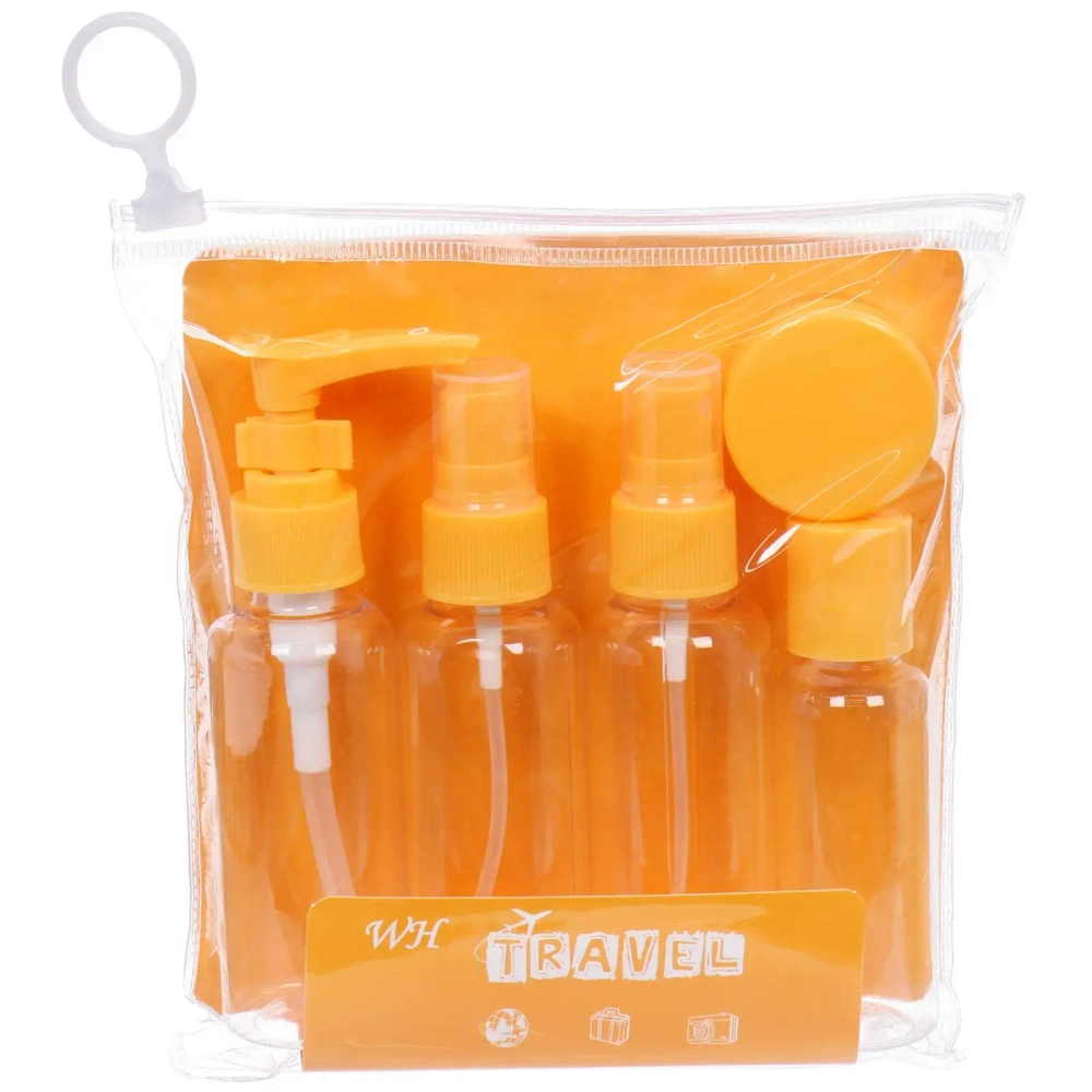 Флаконы дорожные в косметичке 5шт «COMFORT», цвет оранжевый, (60мл*3, 40мл, 10мл)