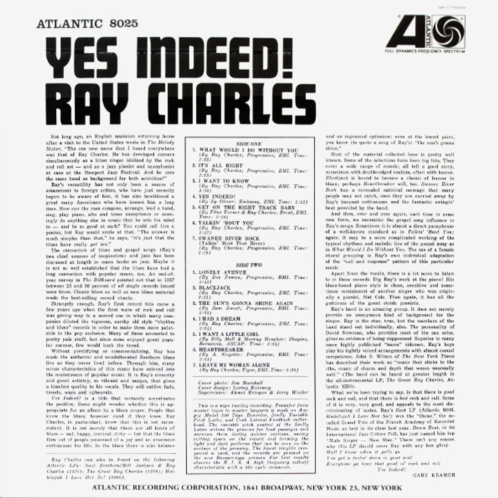 Ray Charles / Yes Indeed! (Mono)(LP)