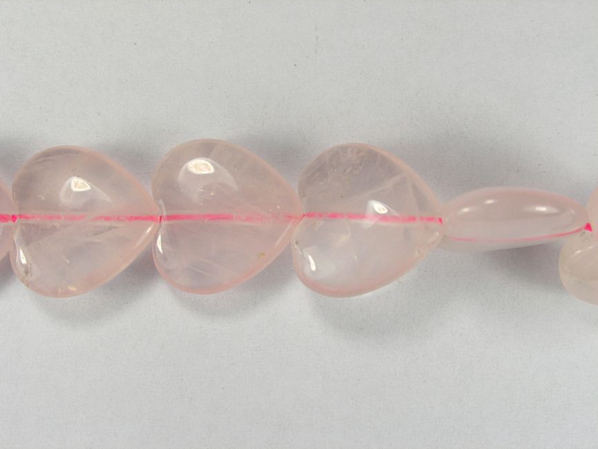 Бусина из кварца розового, фигурная, 14x14 мм (сердце, гладкая)