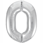 Шар фольгированный Цифра 0 101 см (Серебряный)