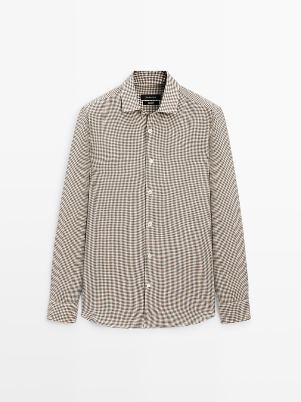 Massimo Dutti Рубашка в клетку из 100% льна, коричневый
