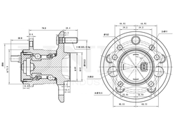 Ступица задняя левая (с ABS) UNIO HUB-20211
