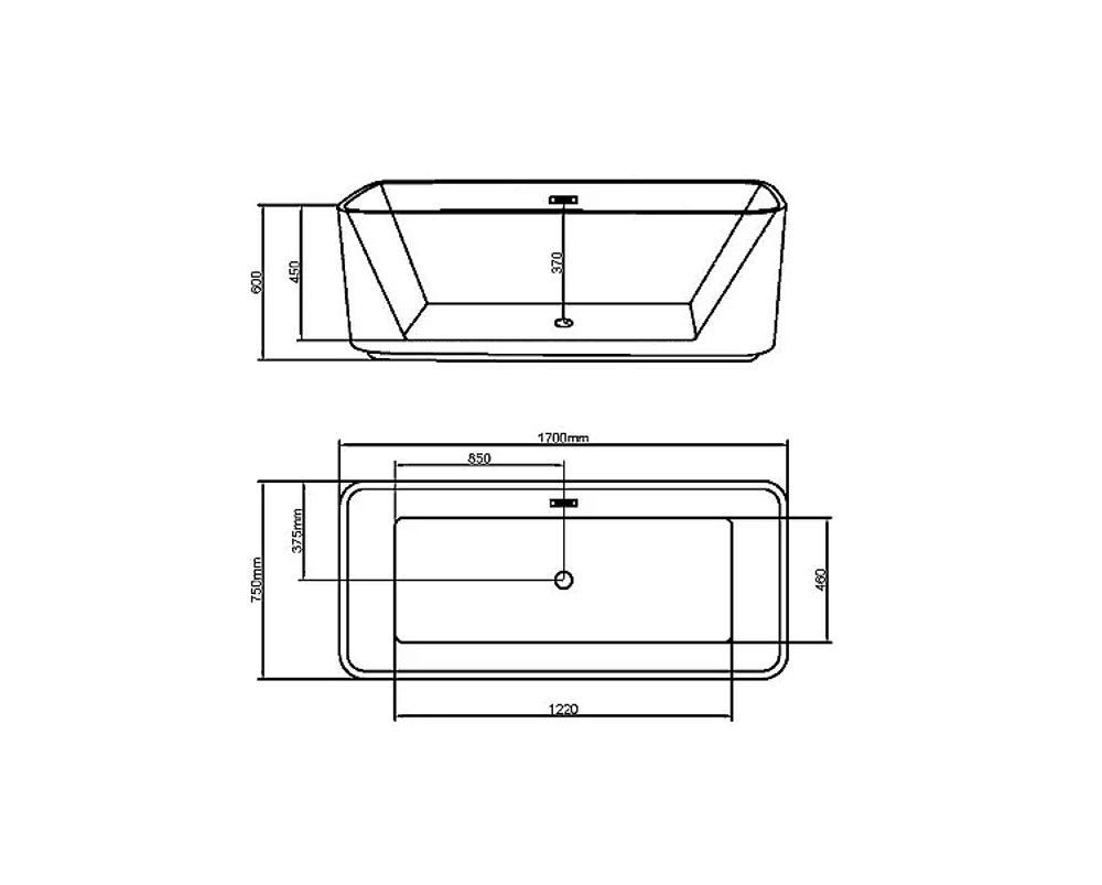 Ванна акриловая Grossman Cristal 170х75 GR-2028F белая