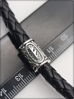 Браслет эко кожа "Руна Феху" чёрный.