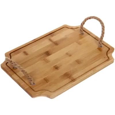 Доска бамбуковая для подачи и сервировки «SHEF» с ручками 33*23см