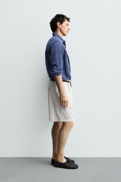ZARA ШОРТЫ RELAXED FIT СО СКЛАДКАМИ, ЭКРЮ