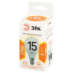 Лампа светодиодная ЭРА STD LED P45-15W-827-E14 15Вт шар теплый белый свет Е14