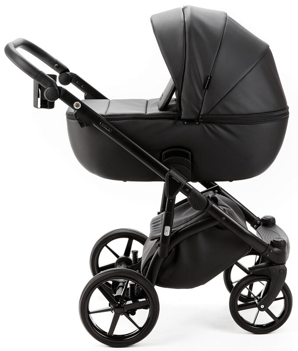Детская коляска Adamex Nola Deluxe 2 в 1 N-SA02 (ЧЕРНАЯ КОЖА)