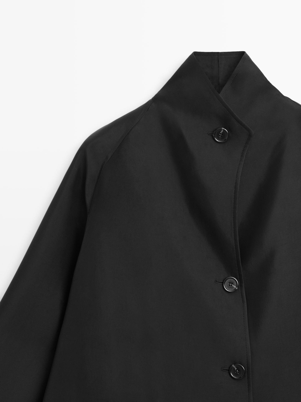 Massimo Dutti Драпированная накидка с пуговицами и оборками, черный