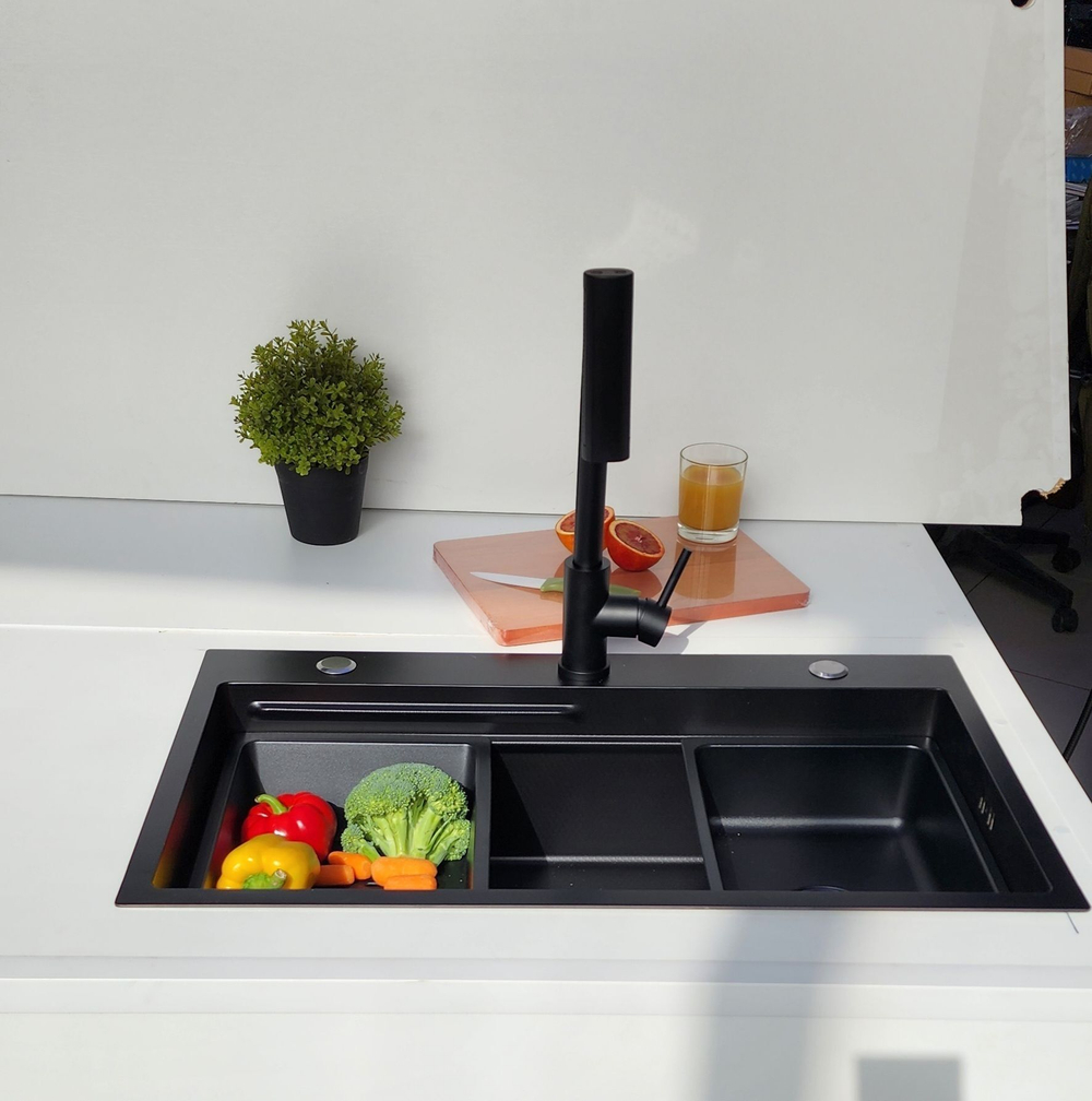 Многофункциональная кухонная мойка из нержавеющей стали BZ9949HS цвета Черный